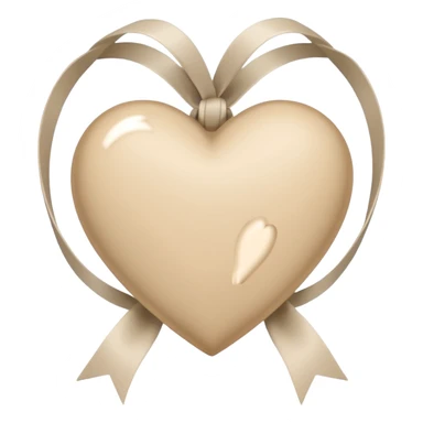 beige heart with white ribbon sticker