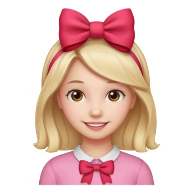 Girl with red bow on her head and pink shirt sticker