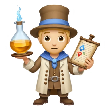 alchemist character holding upgraded formula scroll sticker