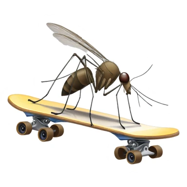 Generate a mosquito doing skating on skateboard sticker