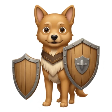dog, ancient greece with only wooden shield sticker