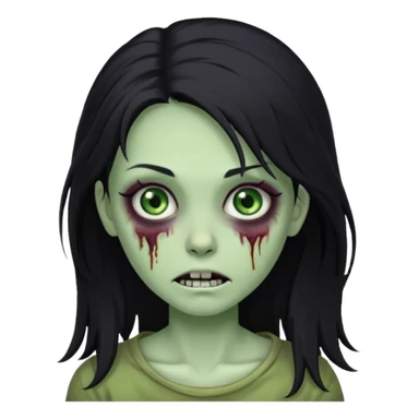 friendly zombie girl with long wispy black hair sticker