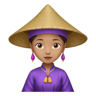 ancient vietnamese girl with dress and conical hat, purple sticker
