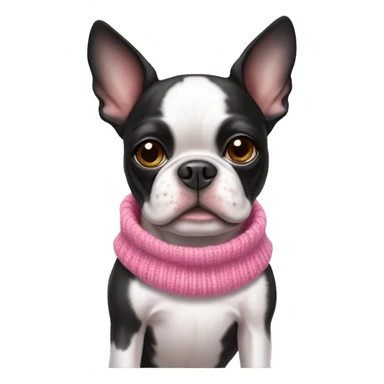 boston terrier wearing pink sweater sticker