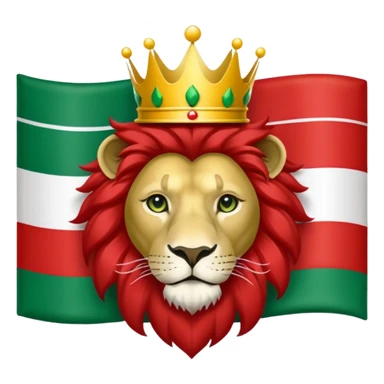 Please make me the flag of the lion and the sun with the crown of Iran, which is green from the top, white in the middle and red bottom. sticker