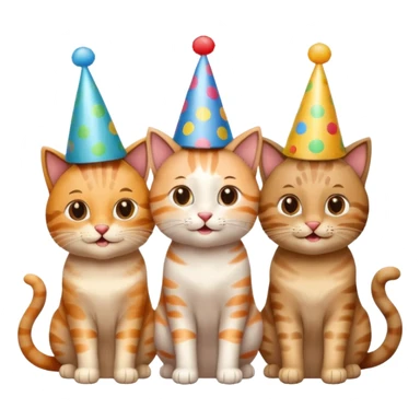  3 happy cats wearing party hats sticker