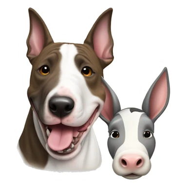 brindle english bull terrier with a donkey sticker