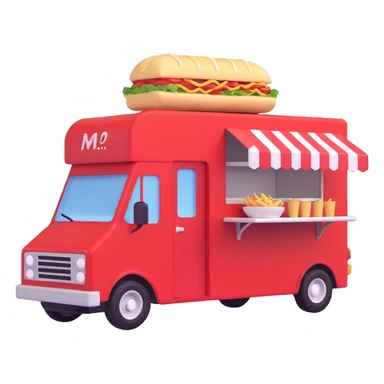 generate me a 3D red truck shawarma food truck sticker