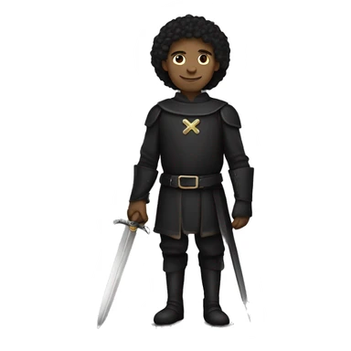 lightskinned guy with black medieval clothes and daggers on guard sticker