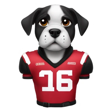 Georgia bulldogs puppy wearing a Dawg spike squad shoulder pads sticker