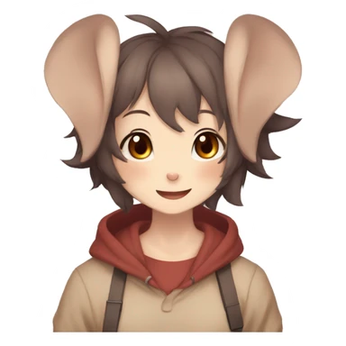 Cute, Anthro, Sona, Dark-Brown, Normal-type-Ground-type Tan-Rabbit-Fakémon with Dark-Red eyes, beige ears, beige belly, beige paws, beige feet, beige freckles, full body sticker