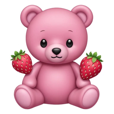 Pink teddy bear with strawberries pattern on it sticker