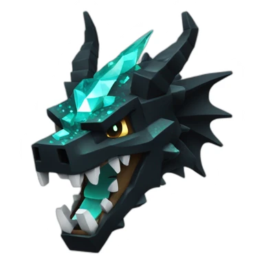 Minecraft Glitter Black Dragon Head With Diamond Horn sticker