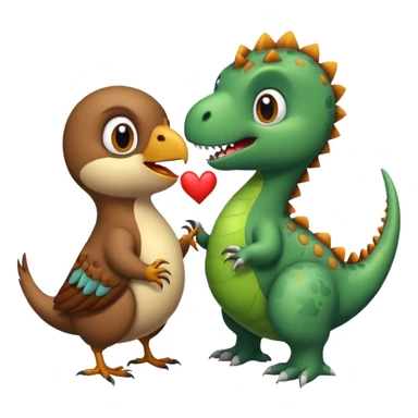 A sparrow makes love with a dinosaur  sticker