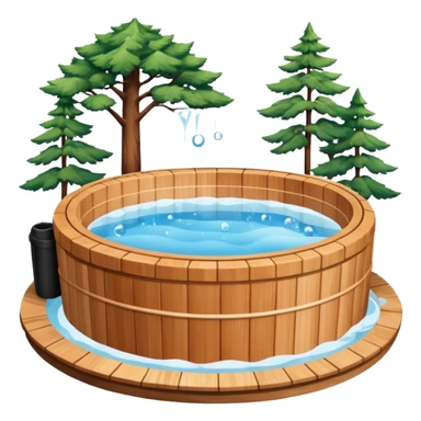 outdoor hot tub made of wood sticker