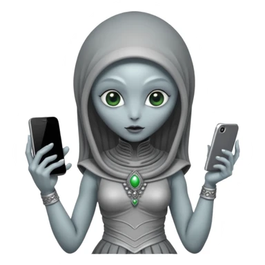 alien with persion crawl custome dress and smartphone sticker