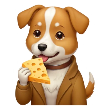 Dog eat a cheese sticker