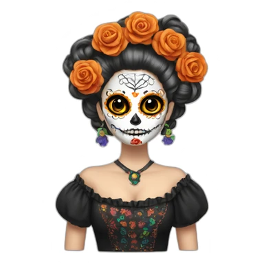 Dia de los muertos with hair rollers sticker