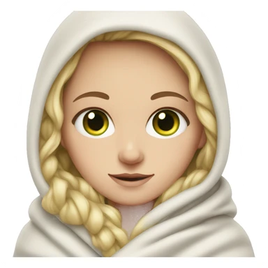 White girl with blanket and green eyes sticker