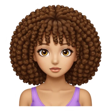 Naturally tan skin girl short brown curly afro hrown eyes gyaru sticker