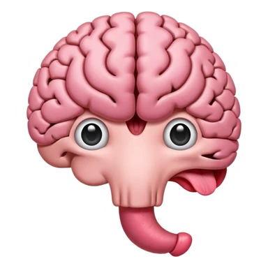 Tongue sticking out of brain with extra grey matter and sopping sticker