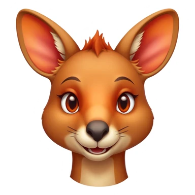 Cinematic Comical Kangaroo Portrait Emoji, Head tilted dramatically with an exaggeratedly amused expression, featuring a striking red-orange fur with a playful glint in its wide, expressive amber eyes, Simplified yet hilariously expressive features, highly detailed, glowing with a slightly sassy glow, high shine, dramatic yet playful, stylized with an air of cheeky outback mischief, bright and endearing, soft glowing outline, capturing the essence of a spirited and over‐the‐top kangaroo, so meme‐worthy it feels like it could bounce its way into internet fame instantly! sticker