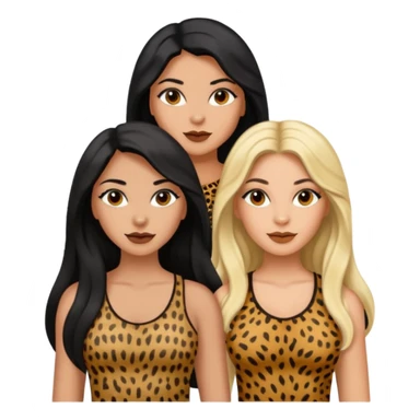 Tan Latina woman with long black hair chubby and dark skinned woman with long blonde hair slim thick in cheetah top sexy sticker