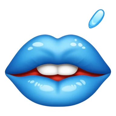 Blue kiss mark lip print sticker