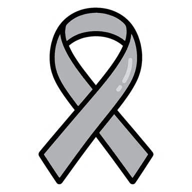 gray brain cancer awareness ribbon, gentle curves, soft highlights sticker