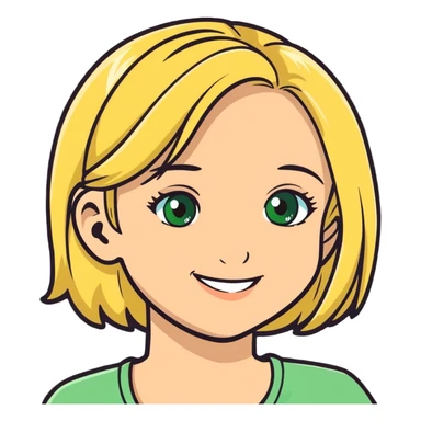 Blond girl smiling with green eyes sticker