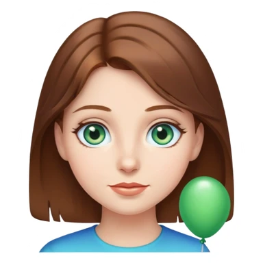 Birthday girl with blue green eye and brown hair sticker