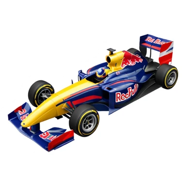 Um carro de fórmula 1 da rede Bull de 2010 com o número 5 no carro sticker