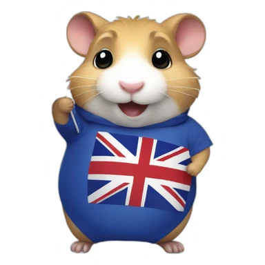 Fat hamster waiving uk flag  sticker