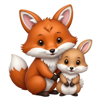 fox and rabbit cute sticker