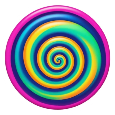 create  a Circular emoji, thin black outline, neon energy tornado vortex, clockwise glowing spiral, blue and green outer swirls, magenta and purple core, red inner arc, yellow-orange base glow, smooth gradients, psychedelic futuristic style, high saturation, intense glow, centered sticker