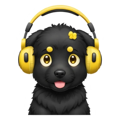 black dog wearing yellow headphones sticker