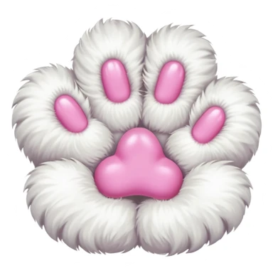 white cat fluffy paw, from the top, pink nails cute sticker
