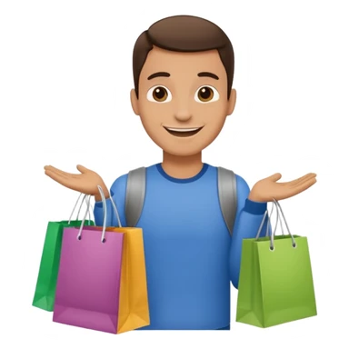 man with shopping bags sticker