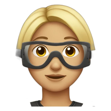 Girl wearing a horse mask sticker