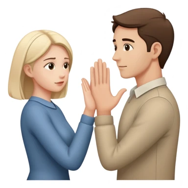 couple with man showing avoidant attachment style (turning away slightly) and woman showing approachable attachment style (reaching out) sticker