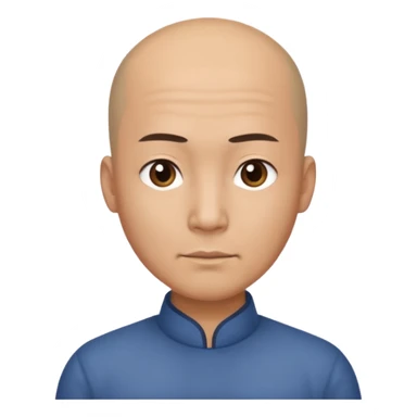 chineese man with a bald head and PONYTAIL coming out in the middle sticker