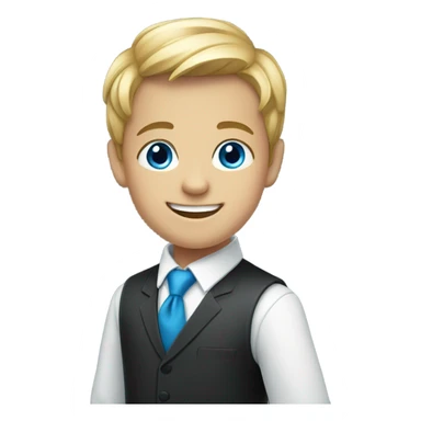 smiling boy in formal attire blue eyes sticker