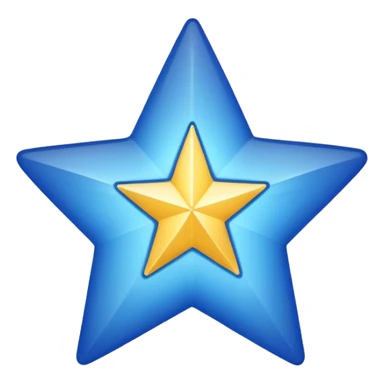 generate an emoji with a white tick in between a blue star having 11 points  sticker