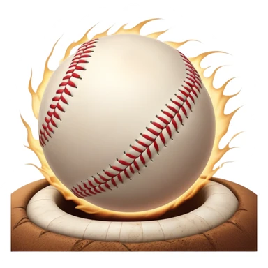 Cinematic Realistic Baseball Scene Emoji, depicted as an action-packed moment of a baseball in play with dynamic motion blur and crisp detailed textures, rendered with vibrant nostalgic lighting that captures the spirit of America's favorite pastime. sticker