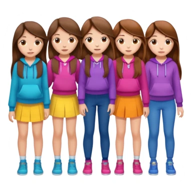 group of cute teenage girls with long hair sticker
