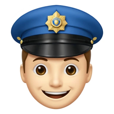 Emoticono de policía sonriente con gorra de policía municipal de Pamplona  sticker