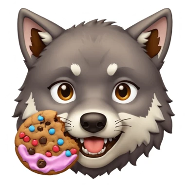Wolf eating a cookie sticker