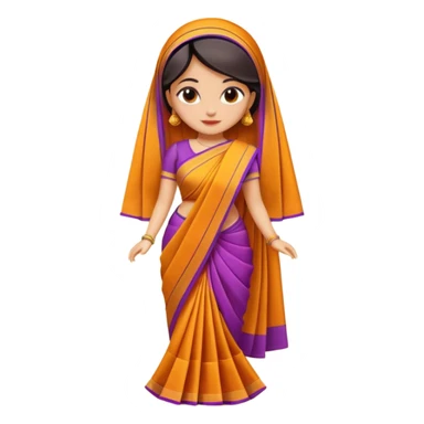 A 3D cartoon folded saree with matching blouse piece beside it, bright fabric texture, soft shadow, Memoji-style realism. sticker