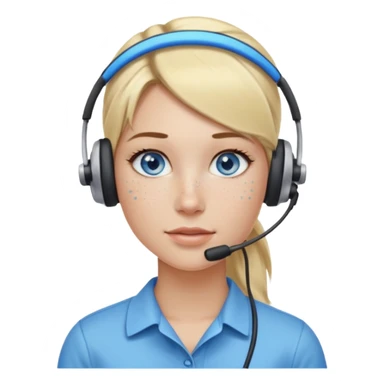 Just a head, blonde hair with lowlights in a ponytail, blue eyes, some freckles, a little older female ready to get some tasks done at work, no body and just one pony high on the back of the heard sticker