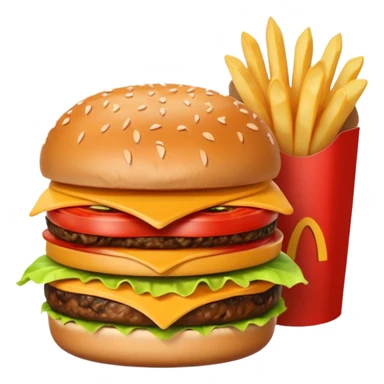 Burguro And Fryuro is two separate entities. The one on the left is a burger, consisting of 2 buns, lettuce, cheese, meat and tomatoes. The burger expresses a angry expression. While the one on the right is a carton of fries, also having a slightly annoyed expression. sticker